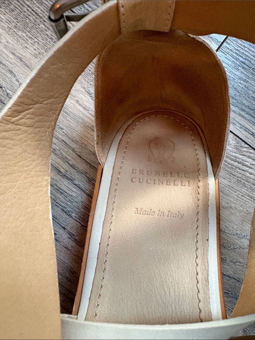 Brunello Cucinelli Cream Leather Ankle-Tie Sandals 39.5 - Picture 9 of 11